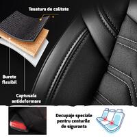 Set Huse Scaune Auto Panda Berlin, negru cu cusatura gri, 11 piese