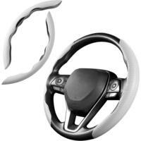 Husa volan, set 2 bucati, tip carbon, alb