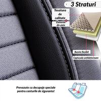 Set Huse Scaune Auto Panda Londra, cu fermoare pentru bancheta rabatabila, gri deschis negru, 11 piese