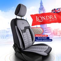 Set Huse Scaune Auto Panda Londra, cu fermoare pentru bancheta rabatabila, gri deschis negru, 11 piese