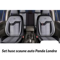 Set Huse Scaune Auto Panda Londra, cu fermoare pentru bancheta rabatabila, gri deschis negru, 11 piese