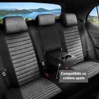 Set Huse Scaune Auto Panda Erdek, cu fermoare pentru bancheta rabatabila, gri deschis negru, 11 piese