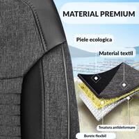 Set Huse Scaune Auto Panda Erdek, cu fermoare pentru bancheta rabatabila, gri inchis negru, 11 piese