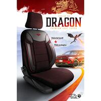 Set Huse Scaune Auto Panda Dragon, cu fermoare pentru bancheta rabatabila, grena-negru, 11 Piese