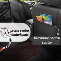 Set Huse Scaune Auto Panda Dragon, cu fermoare pentru bancheta rabatabila, grena-negru, 11 Piese