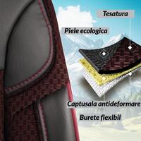 Set Huse Scaune Auto Panda Dragon, cu fermoare pentru bancheta rabatabila, grena-negru, 11 Piese