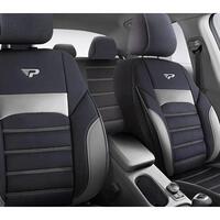 Set Huse Scaune Auto Panda Special, cu fermoare pentru bancheta rabatabila, gri-negru, 11 Piese