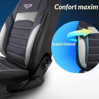 Set Huse Scaune Auto Panda Special, cu fermoare pentru bancheta rabatabila, gri-negru, 11 Piese