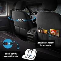 Set Huse Scaune Auto Panda Special, cu fermoare pentru bancheta rabatabila, gri-negru, 11 Piese