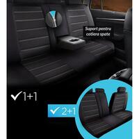 Set Huse Scaune Auto Panda Special, cu fermoare pentru bancheta rabatabila, gri-negru, 11 Piese