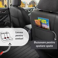 Set Huse Scaune Auto Panda Praga, cu fermoare pentru bancheta rabatabila, negru gri, 11 piese