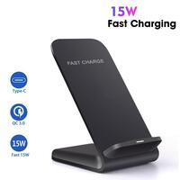 Incarcator telefon wireless, tip stand, incarcare rapida 15W, negru