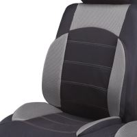 Set Huse Scaune Auto pentru Mercedes-Benz EQE - RoGroup Sport Line Gri, cu fermoare pentru bancheta rabatabila, 9 bucati