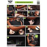 Set huse scaune auto Bremer Sitzbezuge, material textil in si velur microfibra, compatibil tetiere detasabile, maro cu negru, 15 piese