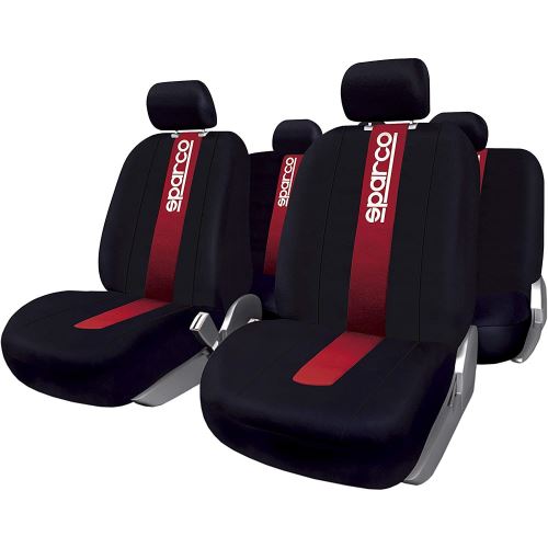 Set Huse Scaune Auto Sparco Red Spider, negru - rosu, 9 bucati