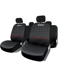 Set Huse Scaune Auto pentru Peugeot 307 - Sparco Lazio, negru -rosu, 11 bucati