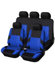 Set Huse Scaune Auto pentru Audi A7 - RoGroup Mesh, cu fermoare pentru bancheta rabatabila, negru si albastru, 9 piese