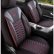 Set Huse Scaune Auto Panda Paris, Negru cu cusatura rosie, 11 piese