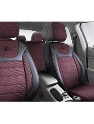 Set Huse Scaune Auto pentru Volkswagen Amarok - Panda Prestige, Negru-Visiniu, 11 piese