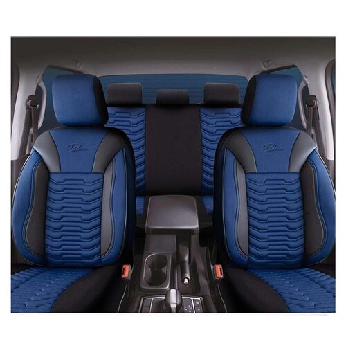 Set Huse Scaune Auto pentru Alfa Romeo 145 - Panda Paris, Albastru-Negru, 11 piese