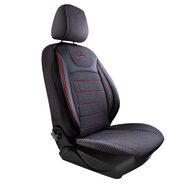 Set Huse Scaune Auto Panda Prestige, Negru cu cusatura Rosie, 11 piese