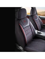 Set Huse Scaune Auto pentru Honda HR-V - Panda Prestige, negru cu cusatura rosie, 11 piese