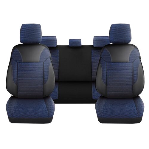 Set Huse Scaune Auto pentru Alfa Romeo 166 - DeluxeBoss Classico, pentru bancheta rabatabila fractionata, 11 piese, albastru inchis