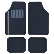 Set Covorase Auto Universale Custo Pol New Bande, Mocheta, negru cu insertie gri, 4 buc