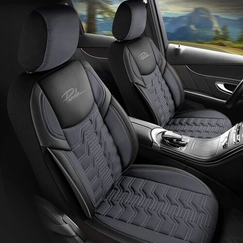 Set Huse Scaune Auto pentru Audi A6 - Panda Berlin, gri petrol, 11 piese