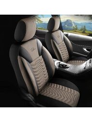 Set Huse Scaune Auto pentru Ford Kuga - Panda Paris, negru bej, 11 piese