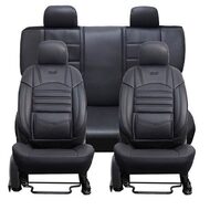 Set Huse Scaune Deluxe Boss, piele ecologica, negru, 11 piese