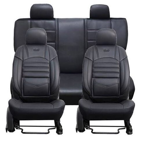 Set Huse Scaune Deluxe Boss, piele ecologica, negru, 11 piese