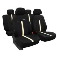 Set Huse Scaune Auto Pok-Ter GTR, Piele Ecologica, Negru - Bej, 9 piese