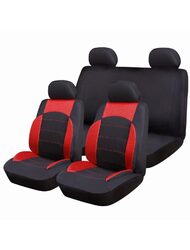 Set Huse Scaune Auto pentru Peugeot 2008 - RoGroup Sport Line Rosu, cu fermoare pentru bancheta rabatabila, 9 bucati