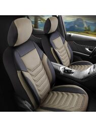 Set Huse Scaune Auto pentru BMW X6 - Panda Florida, bej negru, 11 piese