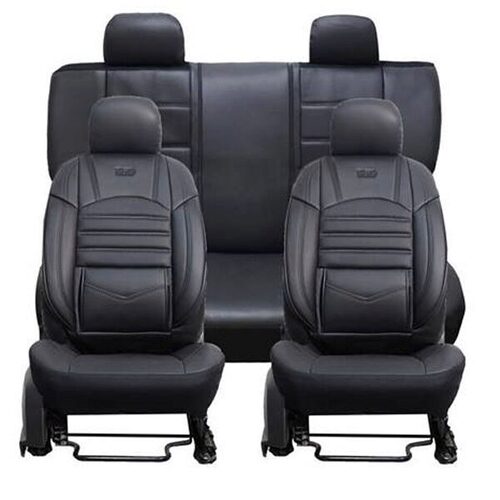 Set Huse Scaune Auto pentru Seat Cordoba - Deluxe Boss, piele ecologica, cu fermoare pentru bancheta rabatabila, negru, 11 piese