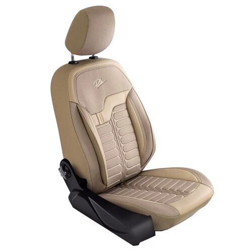 Set Huse Scaune Auto pentru Volkswagen Scirocco - Panda Londra, cu fermoare pentru bancheta rabatabila, bej, 11 piese