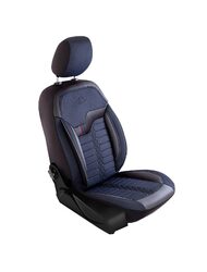 Set Huse Scaune Auto pentru Volvo XC70 - Panda Londra, cu fermoare pentru bancheta rabatabila, albastru - negru , 11 piese