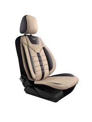 Set Huse Scaune Auto pentru Volvo S60 - Panda Toronto, tip Alcantara, cu fermoare pentru bancheta rabatabila, bej cu negru, 11 piese