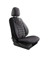 Set Huse Scaune Auto pentru Volvo V50 - Panda Toronto, tip Alcantara, cu fermoare pentru bancheta rabatabila, negru gri, 11 piese