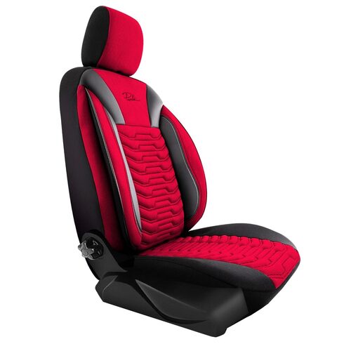 Set Huse Scaune Auto pentru Volkswagen Tiguan - Panda Paris, Rosu Negru, 11 piese