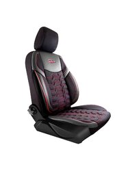 Set Huse Scaune Auto pentru Ssangyong Rexton - Panda Berlin, negru cu cusatura rosie, 11 piese