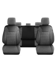 Set Huse Scaune Auto pentru Volkswagen Tiguan - DeluxeBoss Classico, pentru bancheta rabatabila fractionata, 11 piese, negru alb