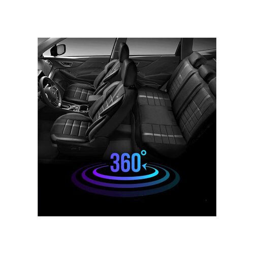 Set Huse Scaune Auto pentru Audi A8 - Panda Uludag, material textil cu piele ecologica, cu fermoare pentru bancheta rabatabila, negru cu gri, 11 piese