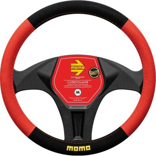 Husa volan Momo Easy, microfibra, negru cu rosu