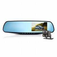 Camera auto DVR duala, fixare oglinda,  FullHD 1080P, inregistrare fata si spate, display 3.5", Night Vision, inregistrare in bucla, unghi 140 grade, senzor miscare, alimentare bricheta auto