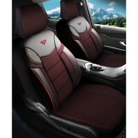 Set Huse Scaune Auto Panda Dragon, cu fermoare pentru bancheta rabatabila, grena-negru, 11 Piese