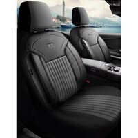 Set Huse Scaune Auto Panda Praga, cu fermoare pentru bancheta rabatabila, negru gri, 11 piese