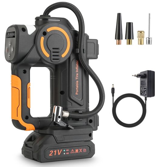 Compresor auto Siegbert, 10A, 21V1A, 120W, display digital cu LED, negru