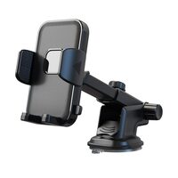 Suport auto pentru telefon Siegbert, montare pe parbriz sau bord, rotire 360°, universal, negru